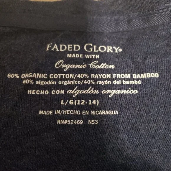 Faded Glory Long Sleeve V-Neck layering tee - Heather Blue Size LG - Picture 5 of 8